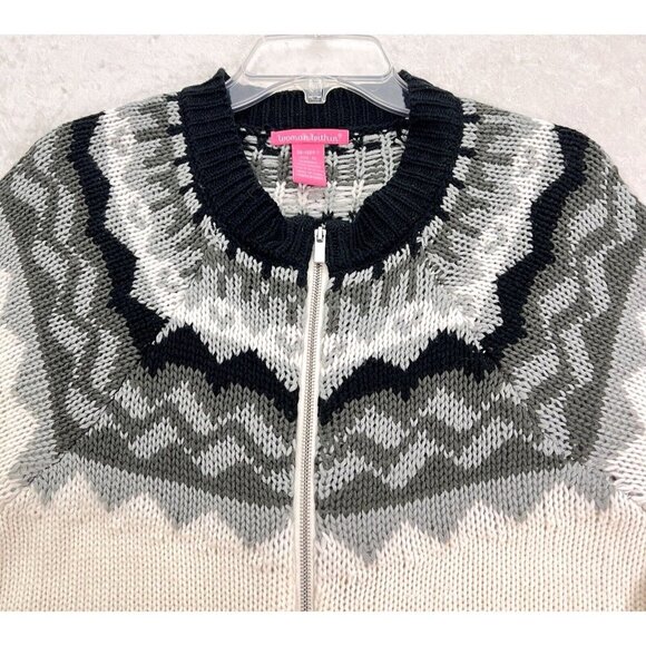 WOMEN WITHIN Cardigan Sweater Plus Size 1X Ivory Fair Isle Knit Full Zip Cozy - Picture 4 of 12